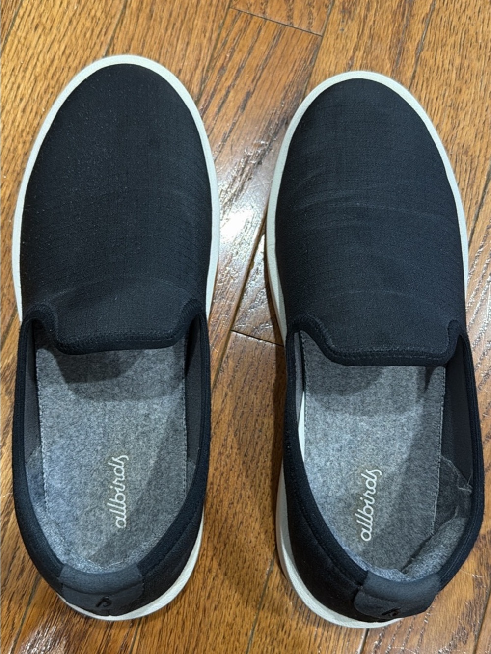 Allbirds Women’s Black Slip-On Sneakers with White Soles